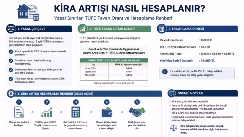Kira Artışı Nasıl Hesaplanır? Yasal Sınırlar, TÜFE Tavan Oranı ve Hesaplama Rehberi