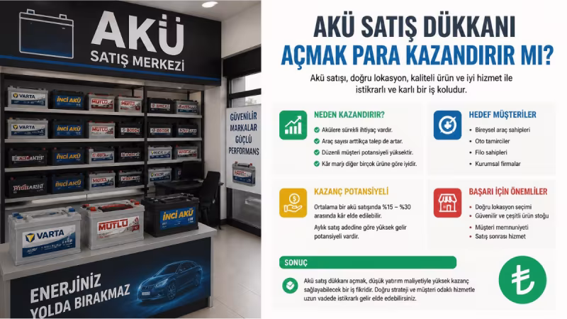 Akü Satış Dükkanı Açmak Karlı mı? Maliyet, Bayilik ve Kazanç Rehberi
